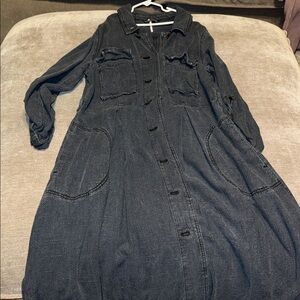 Free People Rainz Duster shirt dress  in an Atlantic Blue color (see altering)